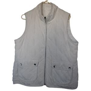 CHRISTOPHER & BANKS Faux Fur Vest Quilted Women's XL Reversible Zip Up Warm Cozy